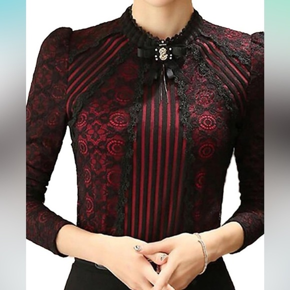 NWT Gothic Lolita Gloomy Victorian Princess Lace Blouse NO Brooch Size Medium - Picture 1 of 8
